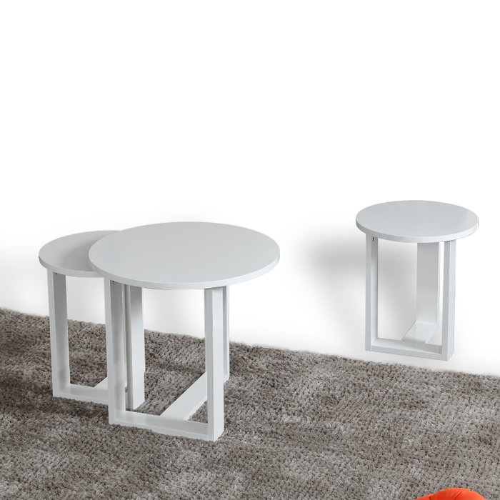 Hanah Home Mira - Mesa Nido Blanca (3 piezas)